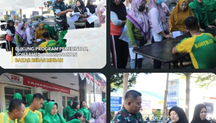 Dukung Program Pemerintah, Yonarmed 6/Tamarunang/3 Kostrad laksanakan Bazar Beras Murah”