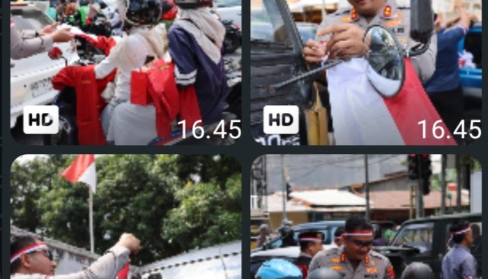 Kapolres Gowa Turun Langsung Bagikan dan Pasang Bendera di Perbatasan Gowa – Makassar