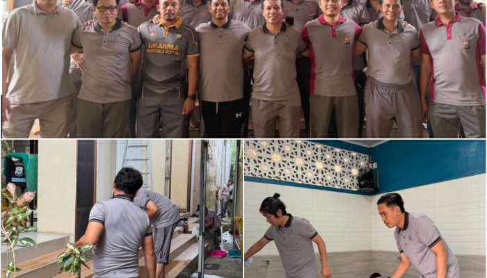 Hari Jadi ke-80 Intelijen Polri, Satintelkam Polres Gowa Berbagi Kepedulian Lewat Kerja Bakti