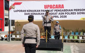 Upacara Kenaikan Pangkat Pengabdian dan ASN Digelar di Polres Gowa