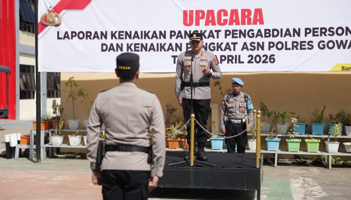 Upacara Kenaikan Pangkat Pengabdian dan ASN Digelar di Polres Gowa